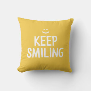 Yellow Keep Smiling Motivational Quote Cushion
