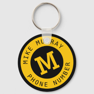 Yellow keychain with monogram