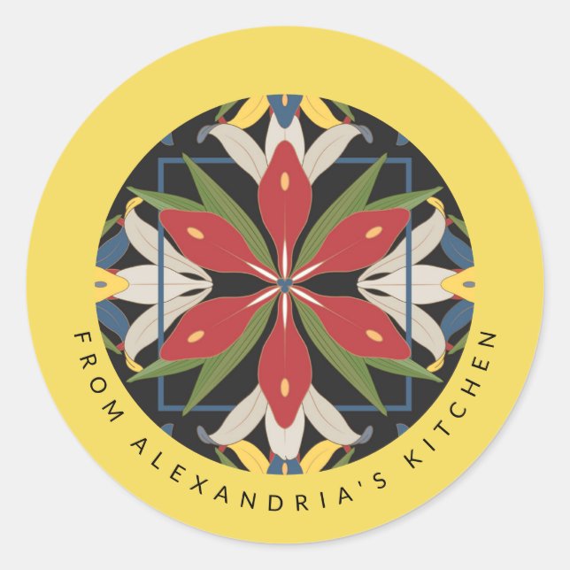 Yellow Kitchen Tile Design | From the Kitchen Of Classic Round Sticker (Front)