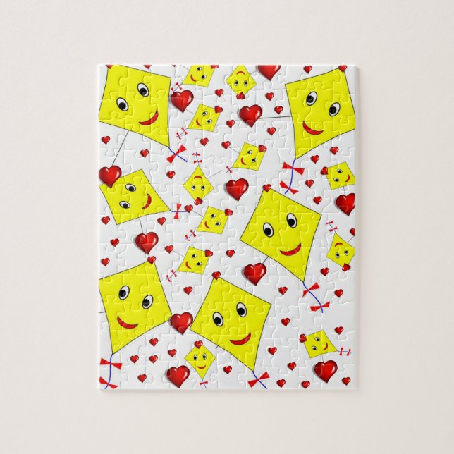 Yellow Kites Red Hearts Jigsaw Puzzle Daisy (Vertical)