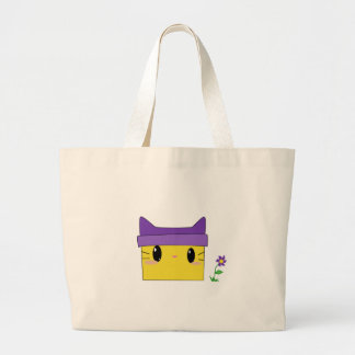 Yellow Kitty Large Tote Bag