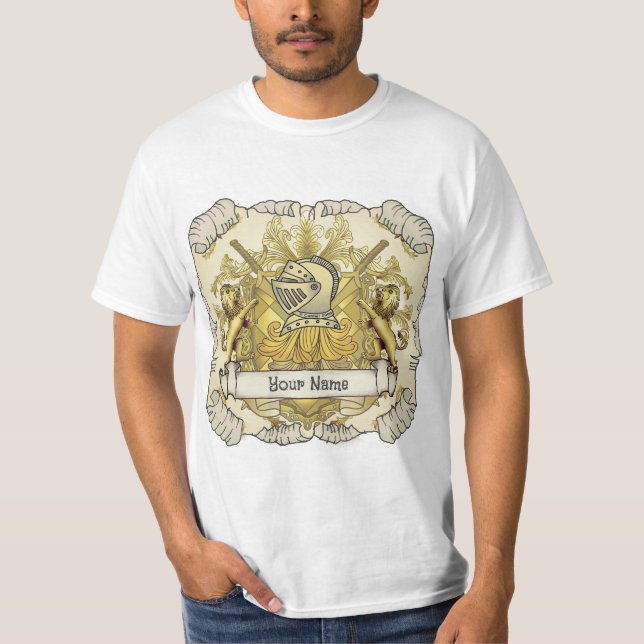 Yellow Knight Family Crest  Surname  T-Shirt (Front)
