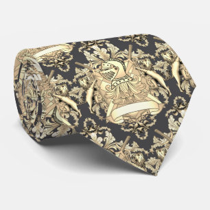Yellow Knight Family Crest Surname tie
