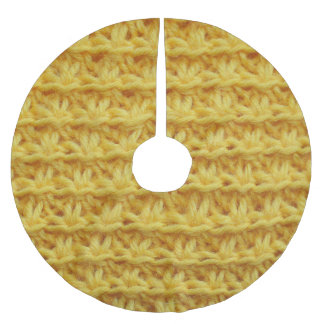 Yellow knitted fabric: striped texture. brushed polyester tree skirt