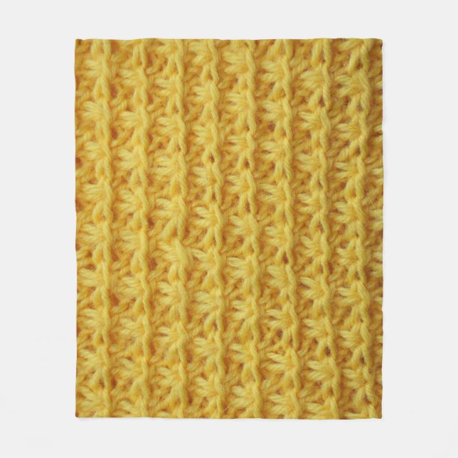 Yellow knitted fabric: striped texture. fleece blanket (Front)