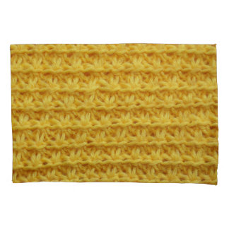 Yellow knitted fabric: striped texture. pillowcase