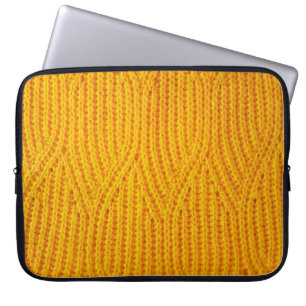 Yellow knitted surface textile material background laptop sleeve