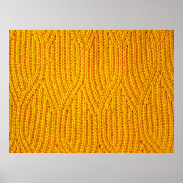 Yellow knitted surface textile material background poster (Front)