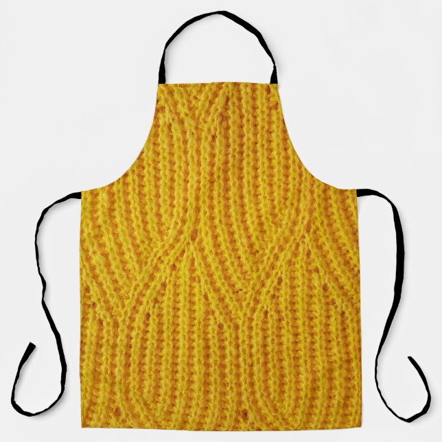 Yellow Knitted: Textile Surface Background. Apron (Front)