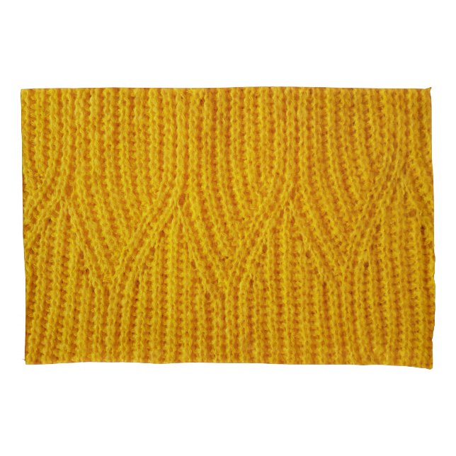 Yellow Knitted: Textile Surface Background. Pillowcase (Front)