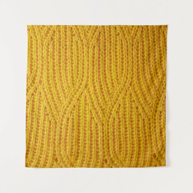 Yellow Knitted: Textile Surface Background. Tapestry (Front)