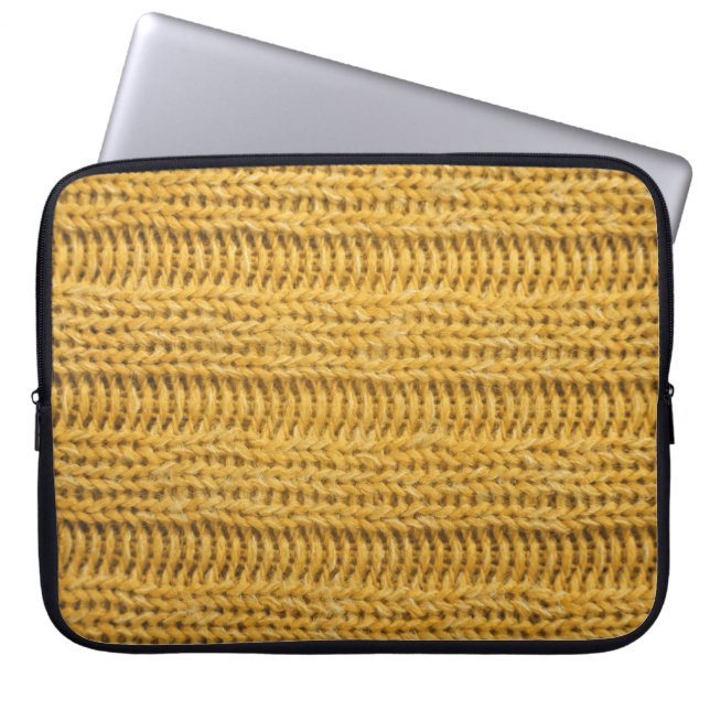 Yellow Knitted Textured Trendy Background Laptop Sleeve (Front)