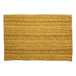 Yellow Knitted Textured Trendy Background Pillowcase