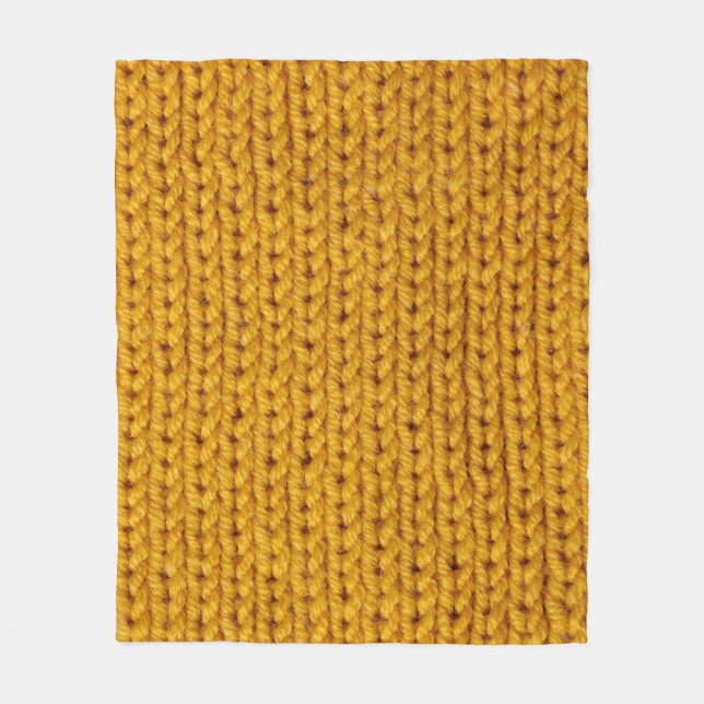 Yellow knitted wool, high-resolution texture. fleece blanket (Front)