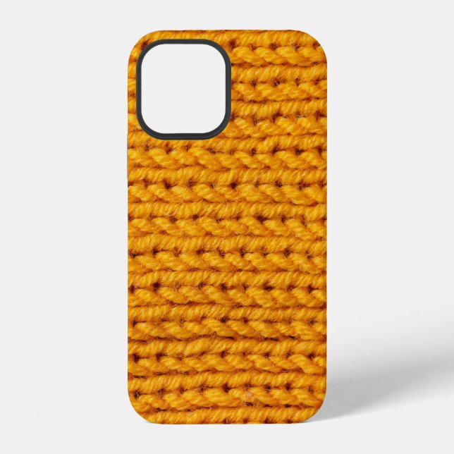 Yellow knitted wool texture background pattern wit iPhone case (Back)