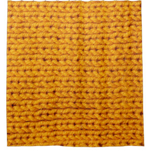 Yellow knitted wool texture background pattern wit shower curtain