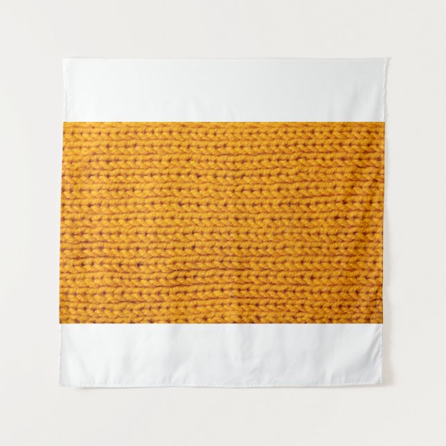 Yellow knitted wool texture background pattern wit tapestry (Front)