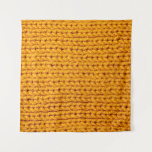Yellow knitted wool texture background pattern wit tapestry