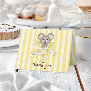 Yellow Koala Baby Shower   Birthday Thank You Card