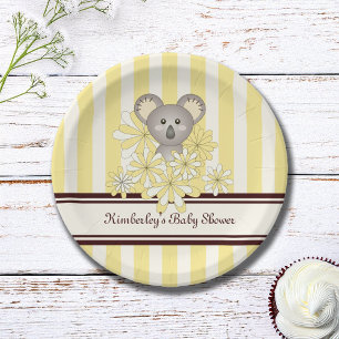 Yellow Koala Birthday Gender Neutral Baby Shower Paper Plate