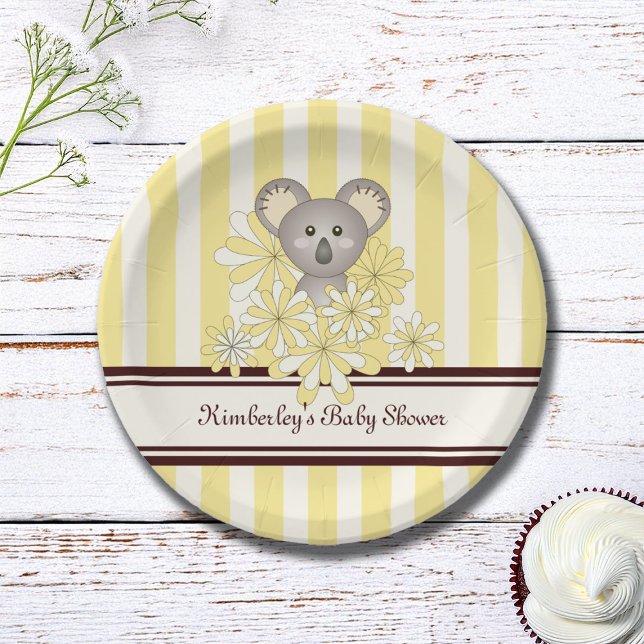 Yellow Koala Birthday / Gender Neutral Baby Shower Paper Plate (Creator Uploaded)