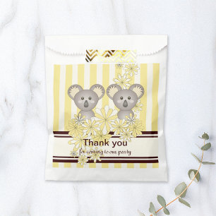 Yellow Koala Twin Baby Shower   Kids Birthday Favour Bags
