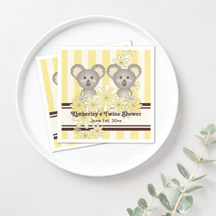 Yellow Koala Twin Baby Shower / Kids Birthday  Napkin