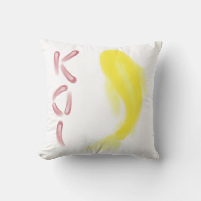 Yellow Koi Fish w/ Red "KOI" Cushion (Front)