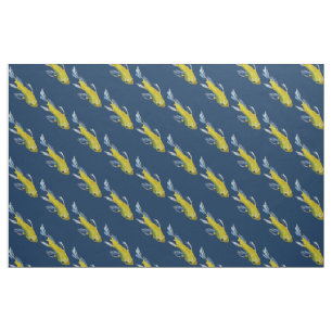 Yellow Koi fish watercolour Japanese art Fabric