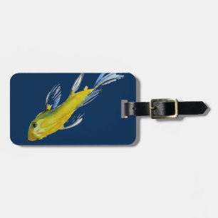 Yellow koi Japanese carp watercolour art fish Luggage Tag