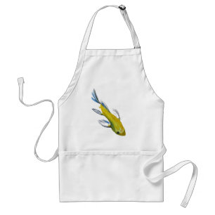 Yellow koi Japanese carp watercolour art fish Standard Apron
