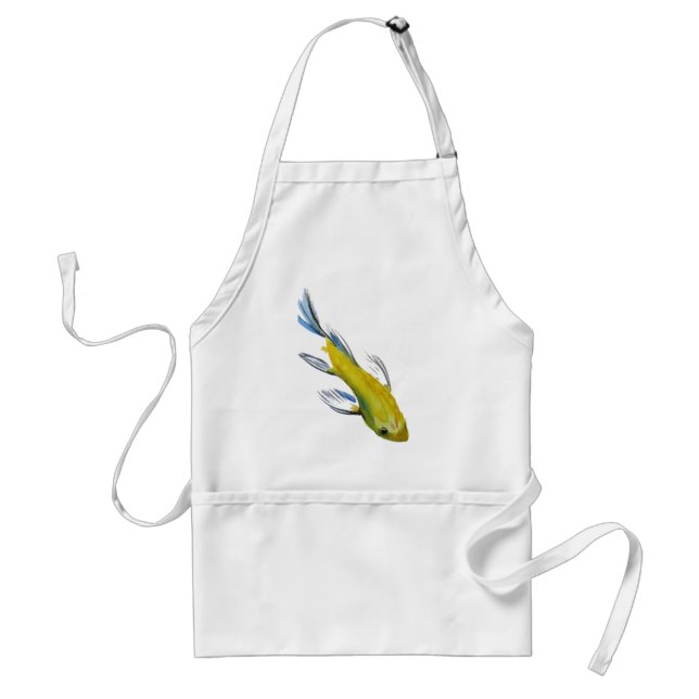 Yellow koi Japanese carp watercolour art fish Standard Apron (Front)