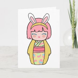 Yellow Kokeshi Easter Card