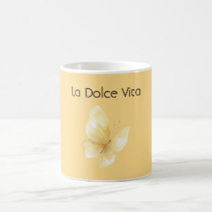 Yellow La Dolce Vita (the good life) Butterfly Coffee Mug