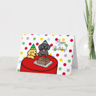 Yellow Lab 2 & Black Lab Birthday Card