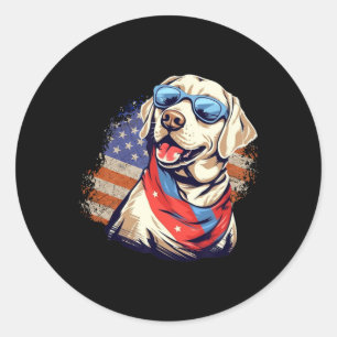 Yellow Lab 4th Of July Design Patriotic Pup Labrad Classic Round Sticker