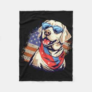 Yellow Lab 4th Of July Design Patriotic Pup Labrad Fleece Blanket