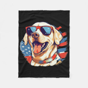 Yellow Lab 4th Of July Design Patriotic Pup Labrad Fleece Blanket