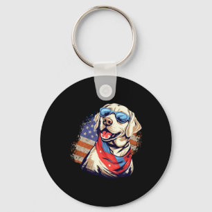 Yellow Lab 4th Of July Design Patriotic Pup Labrad Key Ring