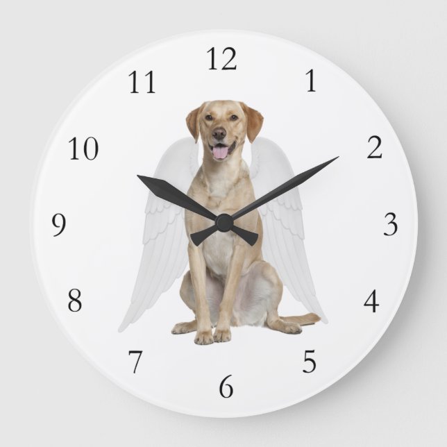 Yellow Lab Angel Clock (Front)