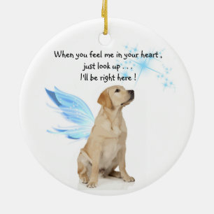 Yellow Lab Angel Pet Dog Christmas Memorial Ceramic Tree Decoration