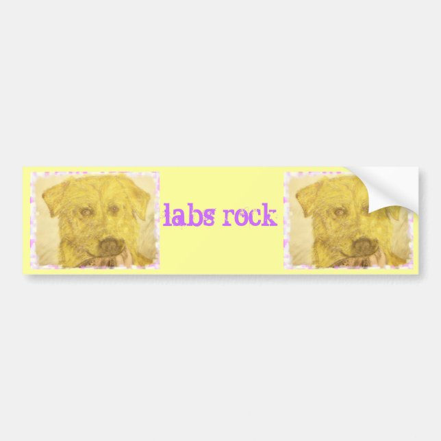 yellow lab art (labs rock) bumper sticker (Front)