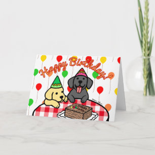 Yellow Lab & Black Lab Birthday Card
