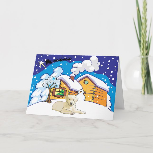 yellow lab cabin holiday card (Front)