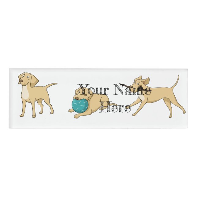yellow lab cartoon 2 name tag (Front)
