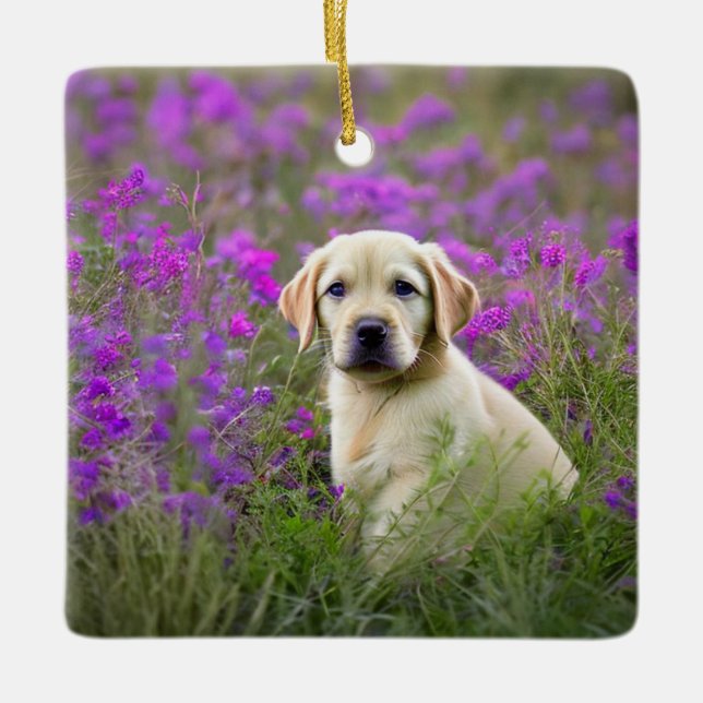 Yellow Lab Ceramic Ornament (Front)