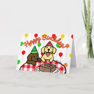 Yellow Lab & Chocolate Lab Birthday Card