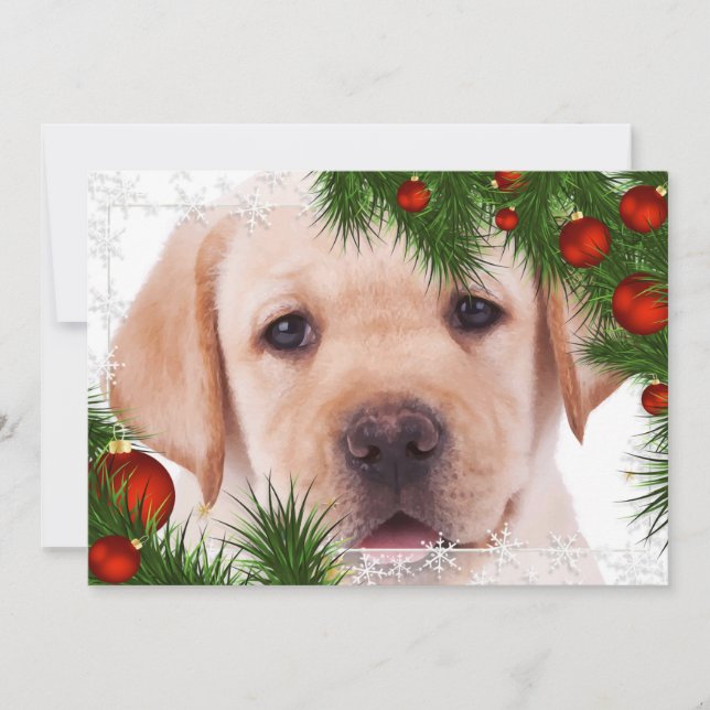 Yellow Lab Christmas Card- Cute Dog Puppy Labrador Holiday Card (Front)