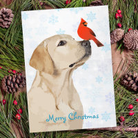 Yellow Lab Christmas Cardinal - Labrador Cute Dog