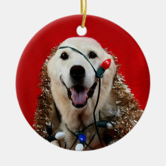Yellow lab Christmas Ceramic Tree Decoration